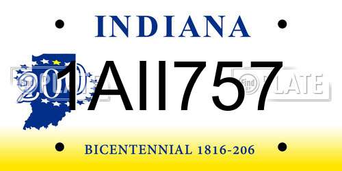 1AII757 Indiana License Plate