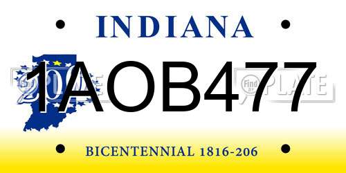 1AOB477 Indiana License Plate
