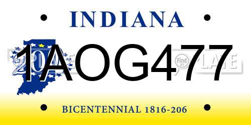 1AOG477 Indiana License Plate