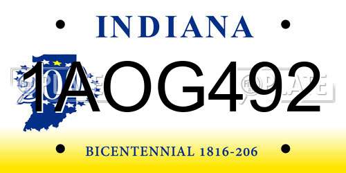 1AOG492 Indiana License Plate