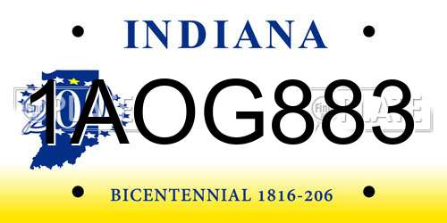 1AOG883 Indiana License Plate