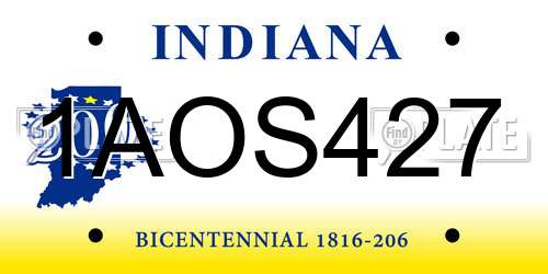 1AOS427 Indiana License Plate