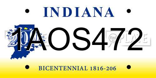 1AOS472 Indiana License Plate