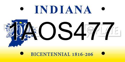 1AOS477 Indiana License Plate