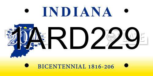 1ARD229 Indiana License Plate