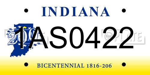 1AS0422 Indiana License Plate