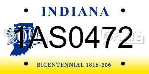 1AS0472 Indiana License Plate