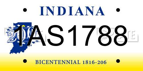 1AS1788 Indiana License Plate