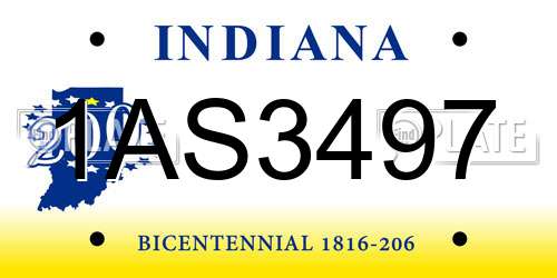 1AS3497 Indiana License Plate
