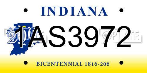 1AS3972 Indiana License Plate