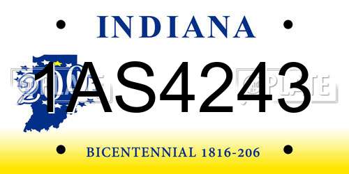 1AS4243 Indiana License Plate