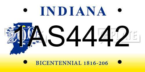 1AS4442 Indiana License Plate