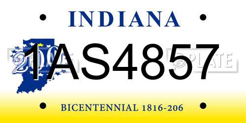 1AS4857 Indiana License Plate
