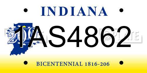 1AS4862 Indiana License Plate