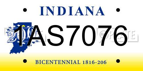1AS7076 Indiana License Plate