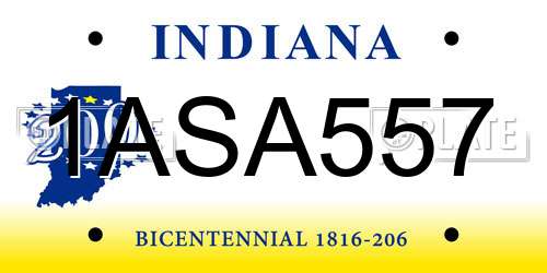 1ASA557 Indiana License Plate