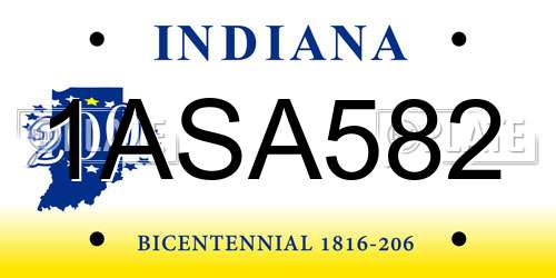 1ASA582 Indiana License Plate