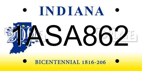 1ASA862 Indiana License Plate