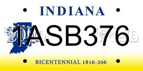 1ASB376 Indiana License Plate