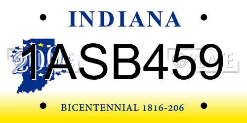 1ASB459 Indiana License Plate