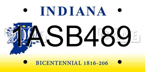 1ASB489 Indiana License Plate