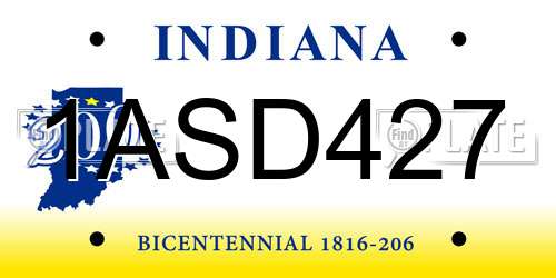 1ASD427 Indiana License Plate