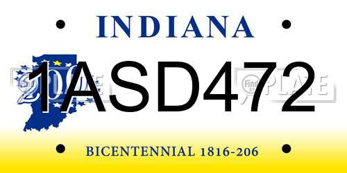 1ASD472 Indiana License Plate