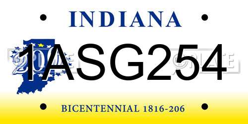 1ASG254 Indiana License Plate