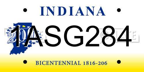 1ASG284 Indiana License Plate