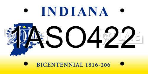 1ASO422 Indiana License Plate