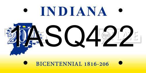 1ASQ422 Indiana License Plate