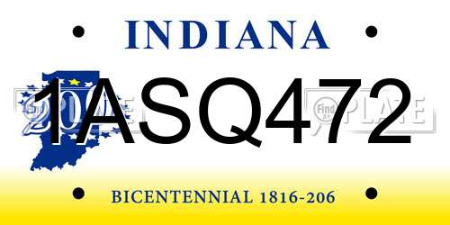 1ASQ472 Indiana License Plate
