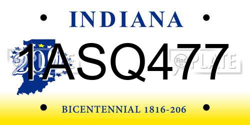 1ASQ477 Indiana License Plate