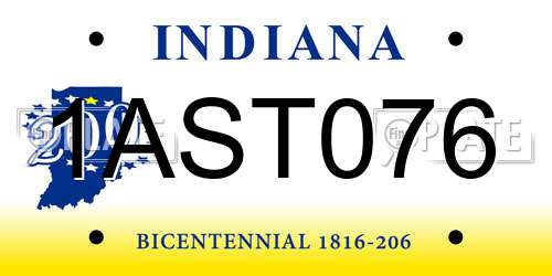 1AST076 Indiana License Plate