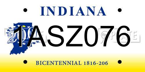 1ASZ076 Indiana License Plate