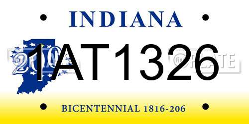 1AT1326 Indiana License Plate