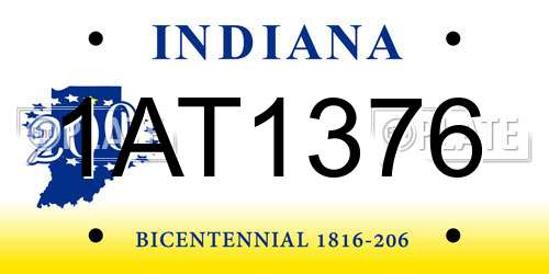1AT1376 Indiana License Plate