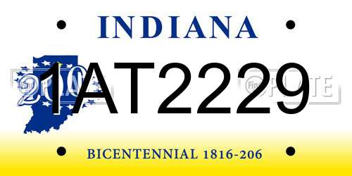 1AT2229 Indiana License Plate