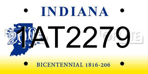1AT2279 Indiana License Plate