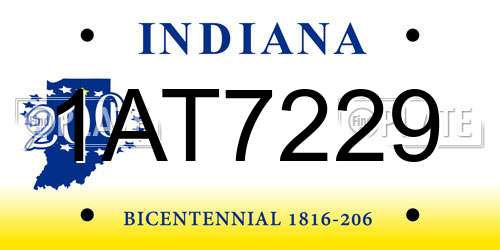 1AT7229 Indiana License Plate