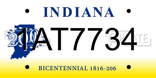 1AT7734 Indiana License Plate