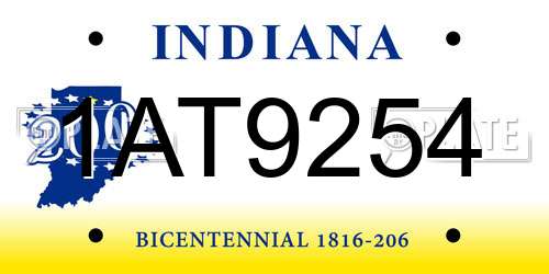 1AT9254 Indiana License Plate