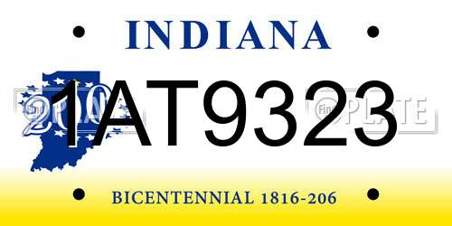 1AT9323 Indiana License Plate