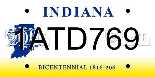 1ATD769 Indiana License Plate