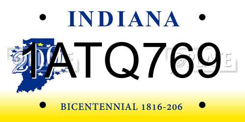 1ATQ769 Indiana License Plate