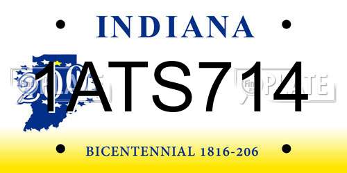 1ATS714 Indiana License Plate