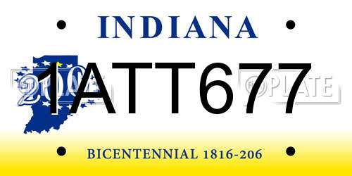 1ATT677 Indiana License Plate