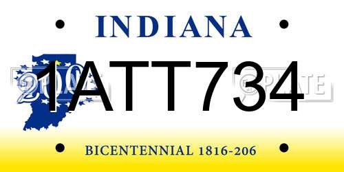 1ATT734 Indiana License Plate