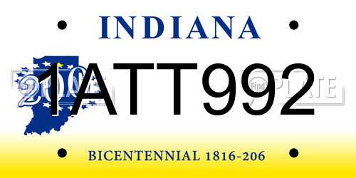 1ATT992 Indiana License Plate