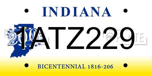1ATZ229 Indiana License Plate
